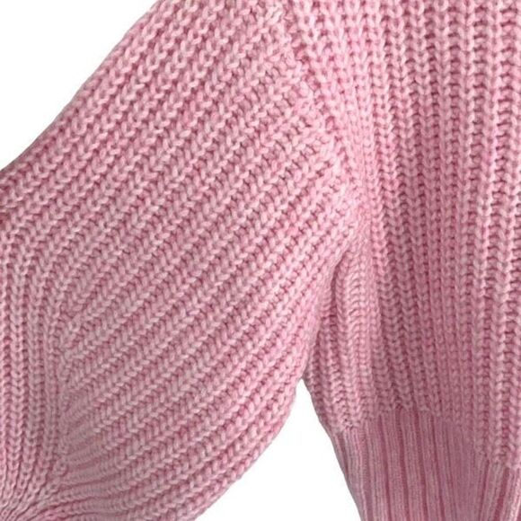 H&M BALLOON-SLEEVED KNIT SWEATER Pink NWT‎ Size XS - Picture 4 of 9